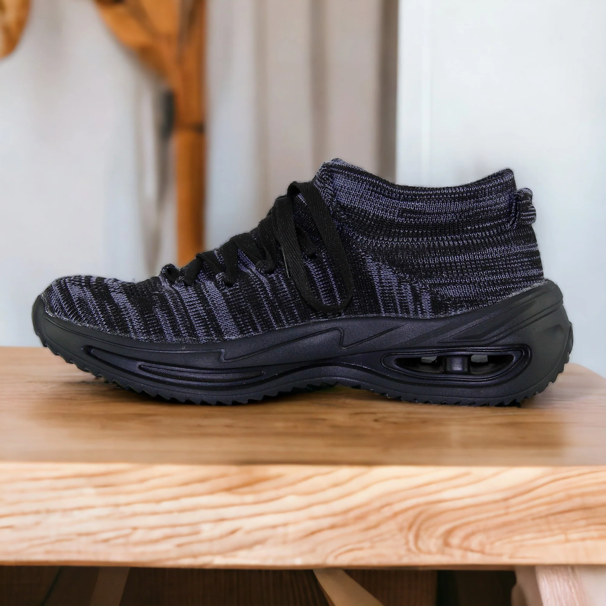 Tenis Unisex De Malla Transpira, Comodo, Economico(Sin Caja) Estilo 0045Fo5 Marca Forever 21 Acabado Textil Color Negro Gris - Imagen 4