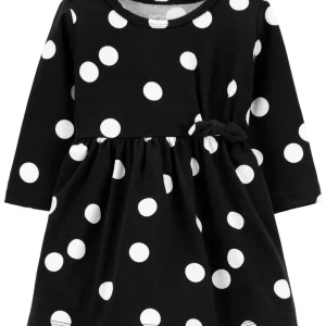 Vestido de punto diseño de lunares, talla 9M