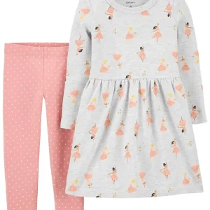 Conjunto de leggins y vestido de bailarina de 2 piezas, Tallas 3T y 4T