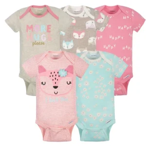 Pack de 5 Bodies de manga corta con diseño de Fox, Tallas 3M y 6M