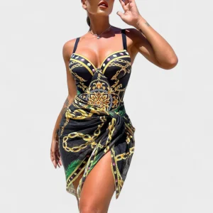 Darius – Bañador Push-Up con Cadena y Falda Playa que realza tu elegancia