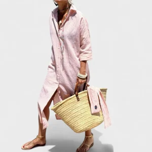 Denise – Vestido a rayas con cuello que combina elegancia y comodidad